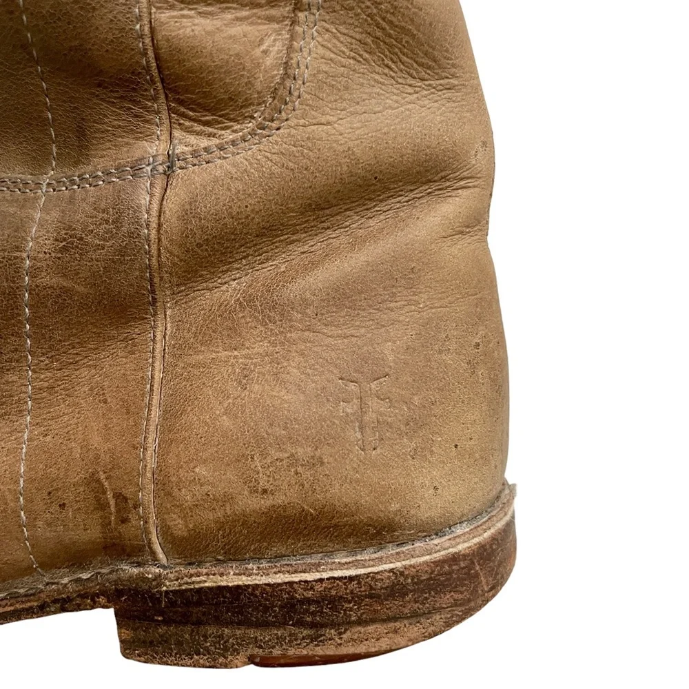 Frye Paige Tall Riding Grey Burnished Antiqued Leather Boots